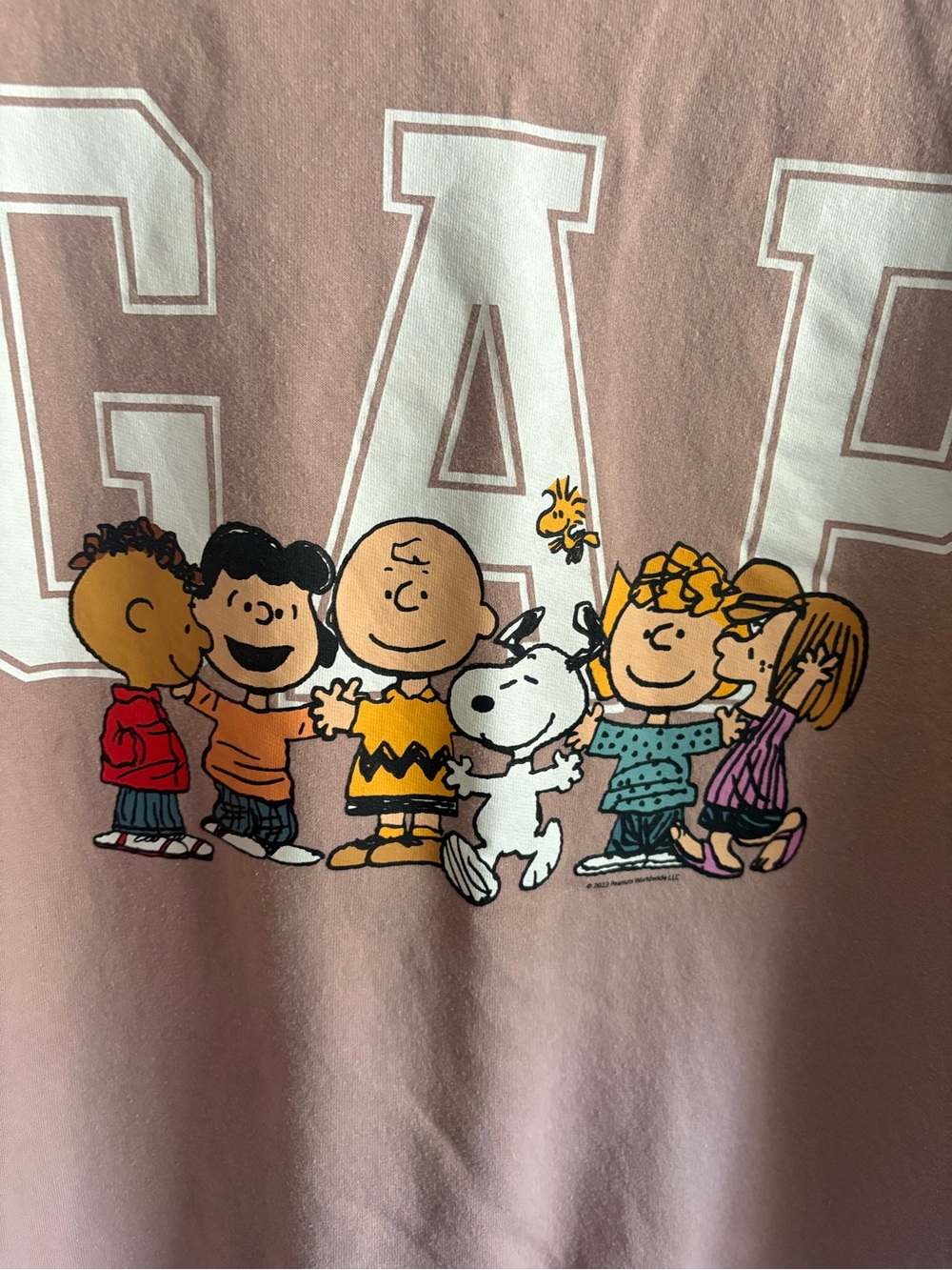 GAP Peanuts Crewneck Sweatshirt in Dusty Mauve - Picture 2 of 5
